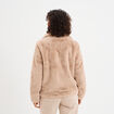 Veste fausse fourrure col montant beige femme