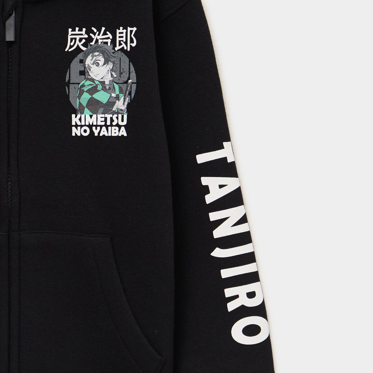 Sweat zipp&eacute; capuche Demon Slayer Tanjiro noir gar&ccedil;on