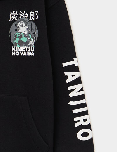 Sweat zippé capuche Demon Slayer Tanjiro noir garçon