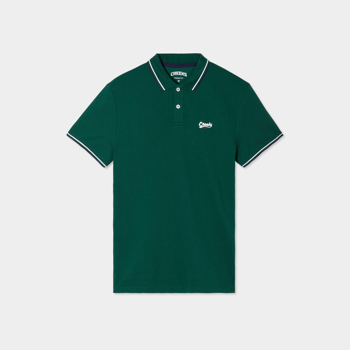 Polo avec broderie poitrine coton Creeks vert foncé homme
