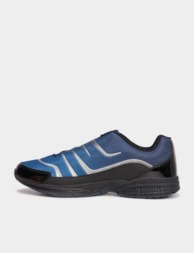 Baskets plates running élastiquées bleu homme