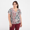 T-shirt col en V manches courtes ecru femme grande taille