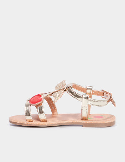 Sandales talon plat jaune or fille