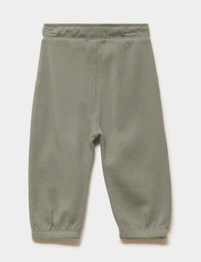 Pantalon de jogging patchs genoux coton vert kaki b&eacute;b&eacute; gar&ccedil;on
