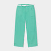 Pantalon large fluide ceinturé en lin vert menthe fille