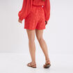 Short broderie anglaise élastiqué coton rouge femme