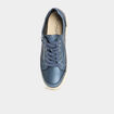 Tennis basses perforées à lacets bleu marine femme