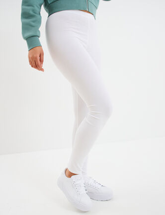 Legging long taille haute blanc femme