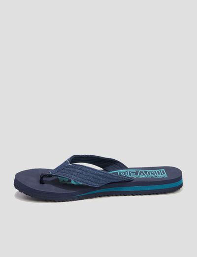 Tongs brides en jean bleu homme