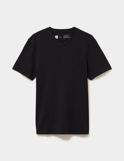 T-shirt col V slim stretch noir homme