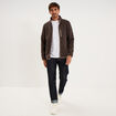 Gilet manches longues col montant marron chocolat homme