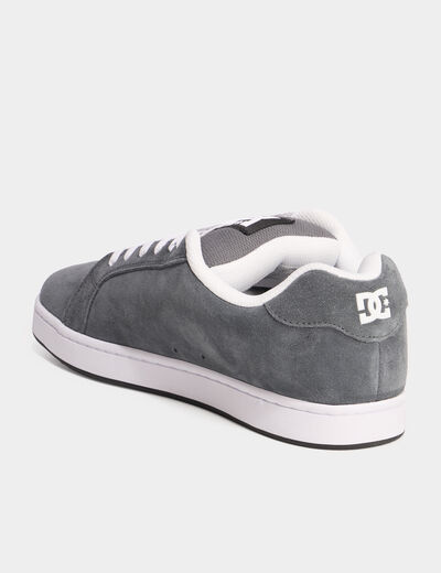 Tennis basses en cuir &agrave; lacets gris homme
