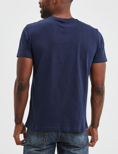 T-shirt droit en coton manches courtes bleu marine homme