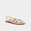 Sandales plates rose champagne femme