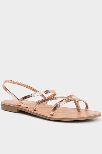 Sandales plates rose champagne femme