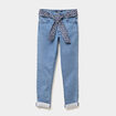 Jean skinny ceinture foulard denim stone fille