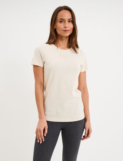 T-shirt manches courtes coton Puma ivoire femme