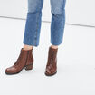 Bottines en cuir &agrave; talons carr&eacute;s marron femme