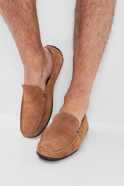 Mocassins en cuir sable homme