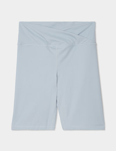 Legging court cycliste stretch taille V bleu gris femme