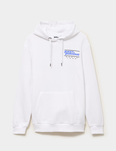 Sweat hoodie molleton Fast and Furious blanc homme