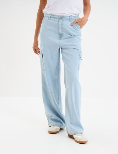 Jeans cargo poches à rabat Liberto denim triple stone femme