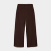 Pantalon large fluide taille haute marron fonc&eacute; femme
