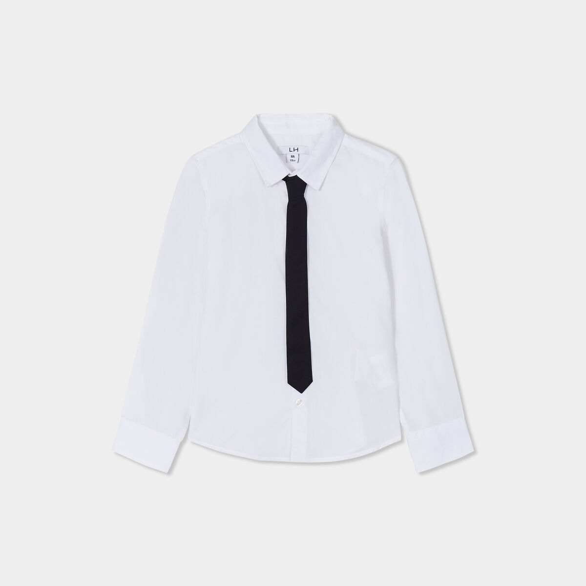 Chemise manches longues avec cravate blanc garçon