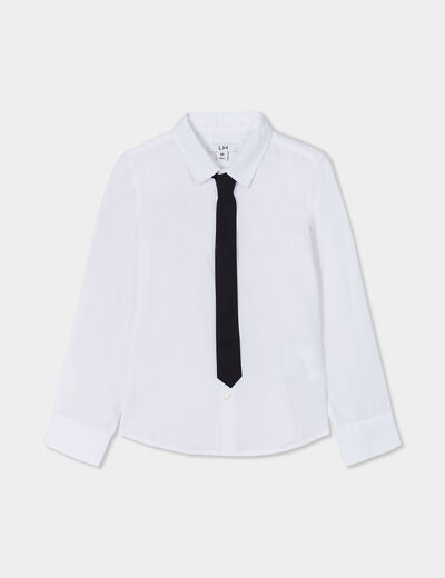 Chemise manches longues avec cravate blanc garçon
