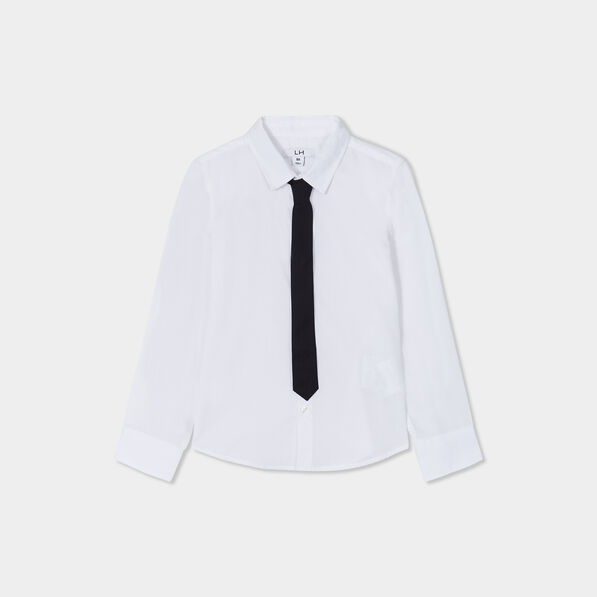 chemise manches longues avec cravate blanc garcon Chemise manches longues avec cravate blanc garçon