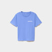 T-shirt col rond manches courtes coton bleu lavande femme