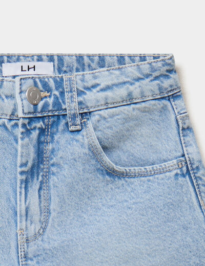 Short en jean taille ajustable coton denim bleach fille