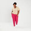 Pantalon tailleur carotte rose framboise femme grande taille