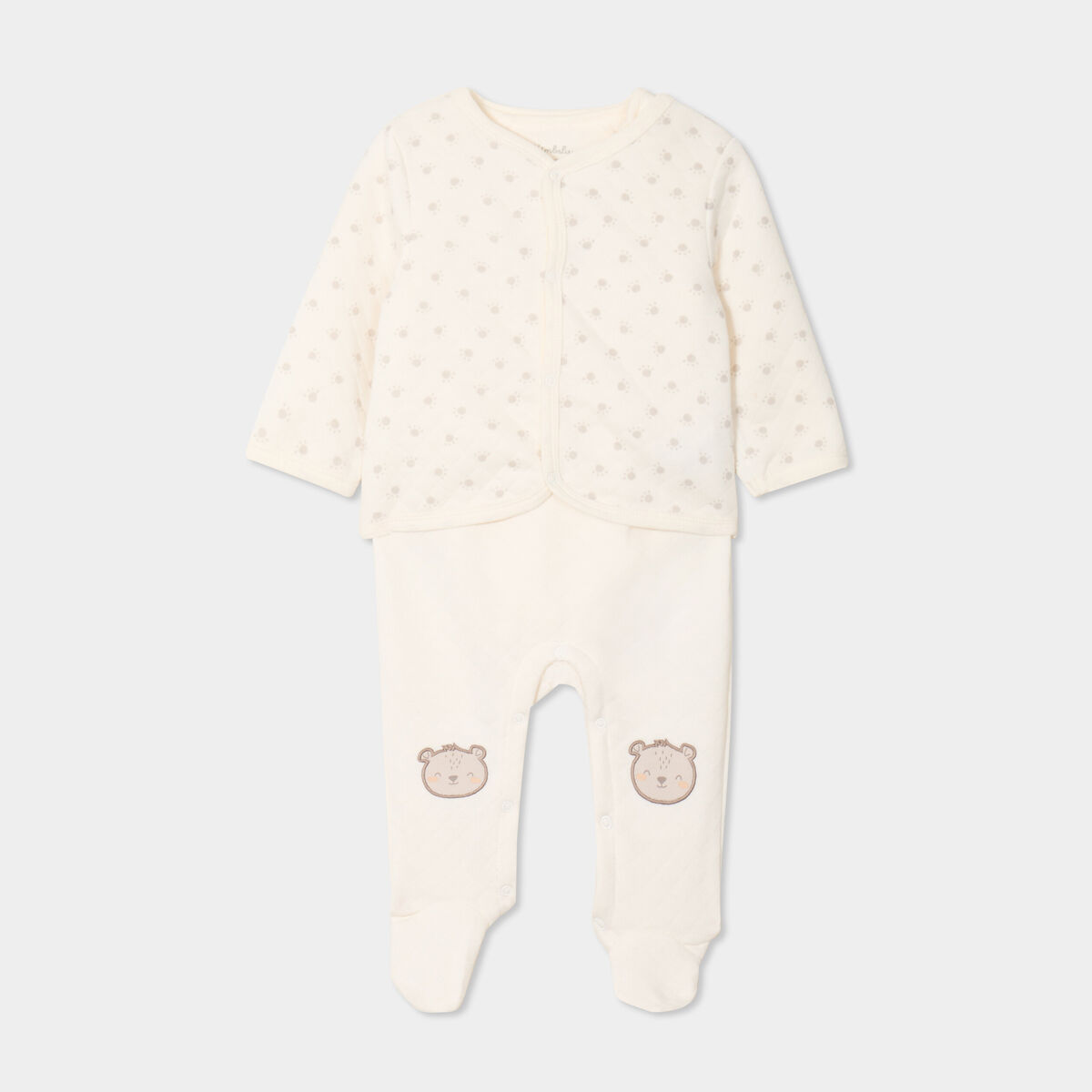 Ensemble 3 pi&egrave;ces dors-bien body gilet creme b&eacute;b&eacute;