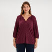 Blouse manches 3/4 et col tunisien bordeaux femme grande taille