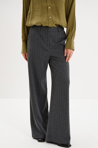 Pantalon large taille haute milano gris femme