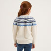 Pull jacquard col rond manches longues ecru fille