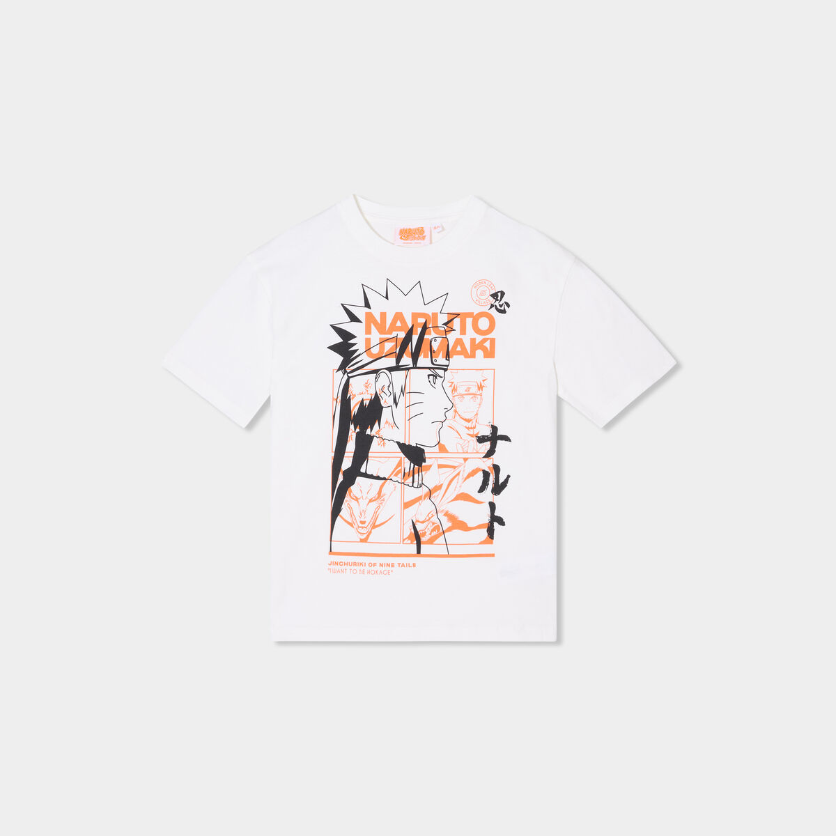 T-shirt manches courtes coton Naruto ivoire garçon