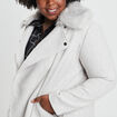Manteau mi-long col imitation fourrure gris femme grande taille