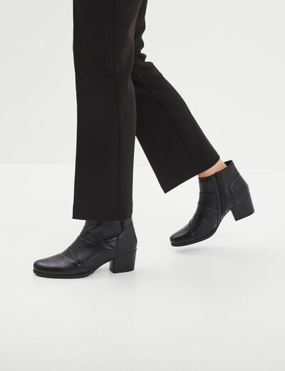 Bottines en cuir à talons 4 cm noir femme