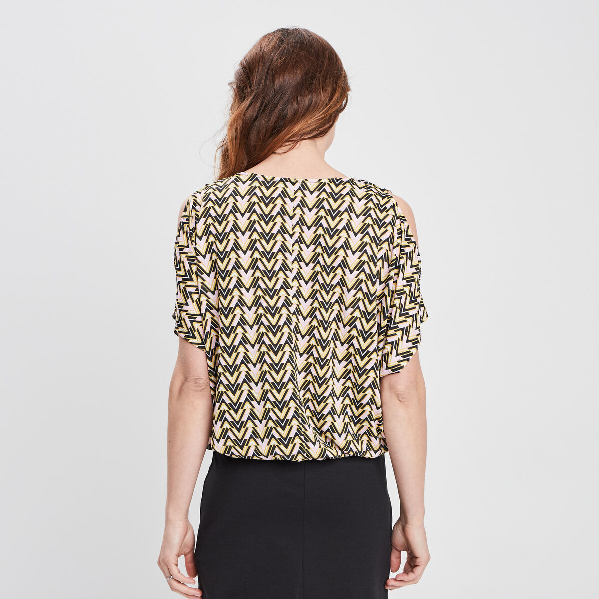 T-shirt détail bijou manches courtes noir femme