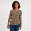 T-shirt col rond manches longues coton sable femme