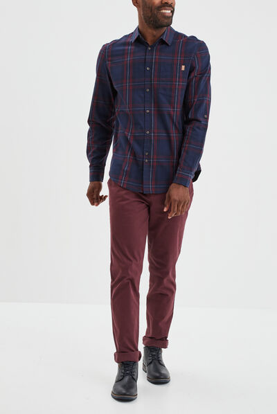 Pantalon chino prune homme