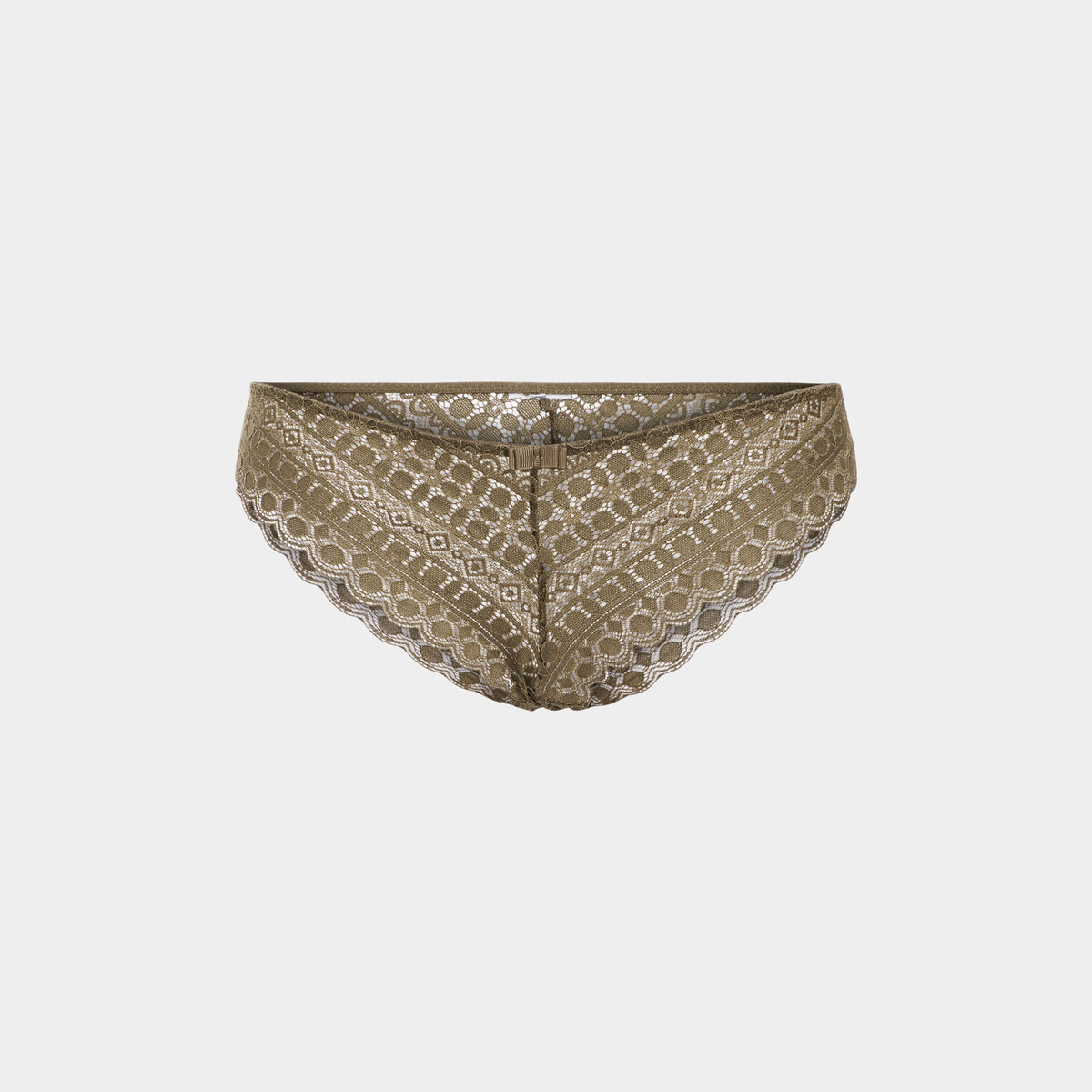 Culotte en dentelle taille &eacute;lastiqu&eacute;e vert kaki femme