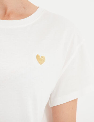 T-shirt manches courtes coton blanc femme