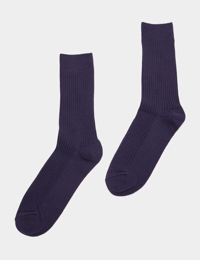 Lot 2 paires chaussettes côtelées bleu marine homme