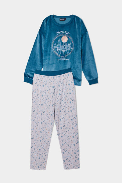 Ensemble pyjama en velours Harry Potter bleu canard femme