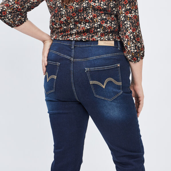 Jeans regular taille haute grande taille denim brut femme grande taille