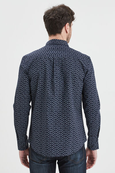 Chemise droite manches longues bleu marine homme
