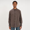 Chemise manches longues coton taupe homme